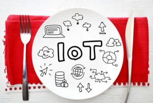 IOT - Internet of Things concept on white plate