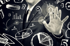 Businessman with infographics