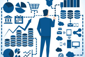 Illustration Of Businessman Surrounded By Business Graphics
