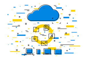 Cloud storage data transfer vector illustration