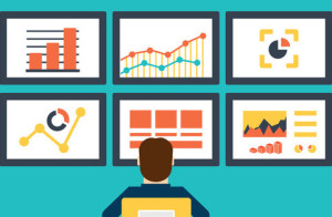 Flat vector illustration of web analytics information and development website statistic