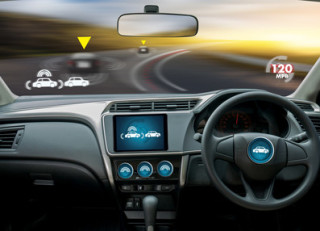 autonomous driving car and digital speedometer technology image