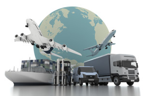 3d world wide cargo transport concept