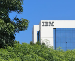 Sign of IBM on the office building in Dubai