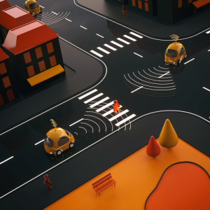 Sel-driving cars - 3D Illustration