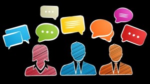 Hand-drawn discussion icons sketch
