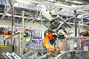 Robots in a car factory