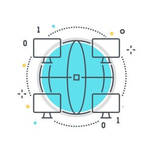 Color line, web connection concept illustration, icon
