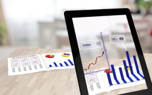 Augmented reality business magazine and tablet