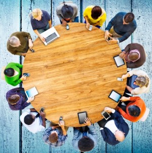 Group of Multiethnic People Connected Digital Devices Concept