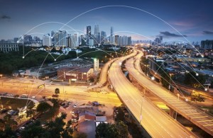 city scape and network connection concept