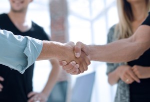 The businessman. Hand for a handshake. The conclusion of the tra