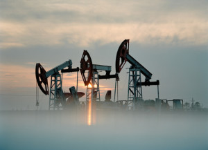 Russian oil and gus production. Rigs on the oilfield
