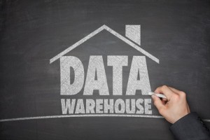 Data warehouse concept on blackboard